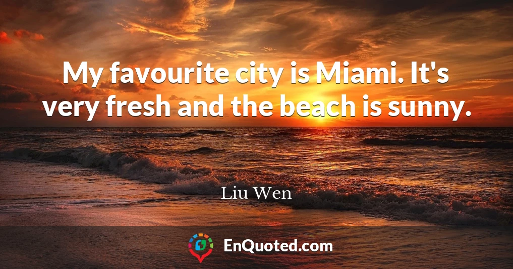 My favourite city is Miami. It's very fresh and the beach is sunny.