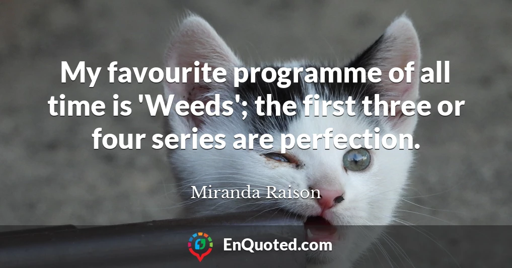 My favourite programme of all time is 'Weeds'; the first three or four series are perfection.