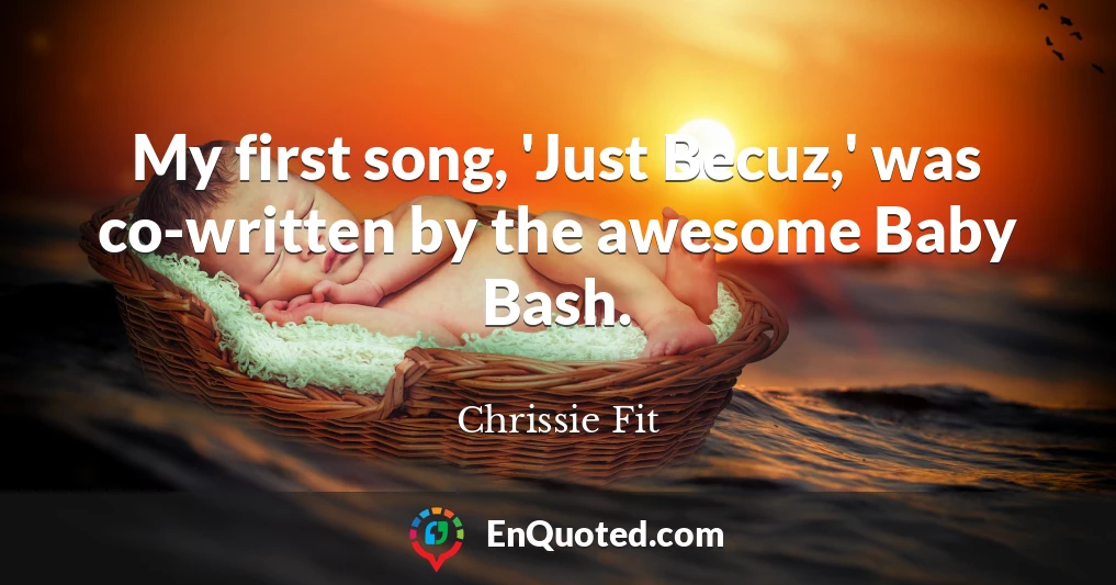 My first song, 'Just Becuz,' was co-written by the awesome Baby Bash.