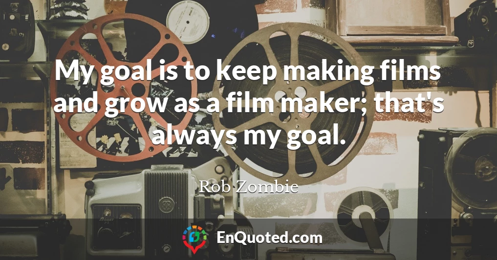 My goal is to keep making films and grow as a film maker; that's always my goal.