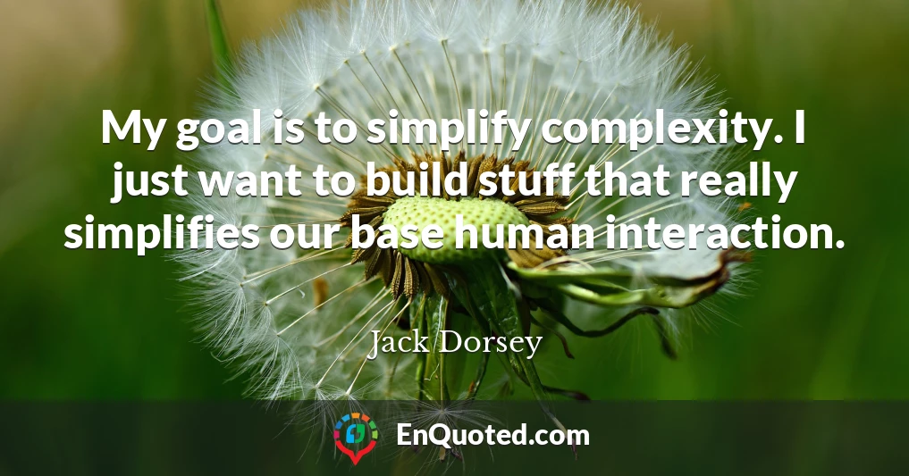 My goal is to simplify complexity. I just want to build stuff that really simplifies our base human interaction.