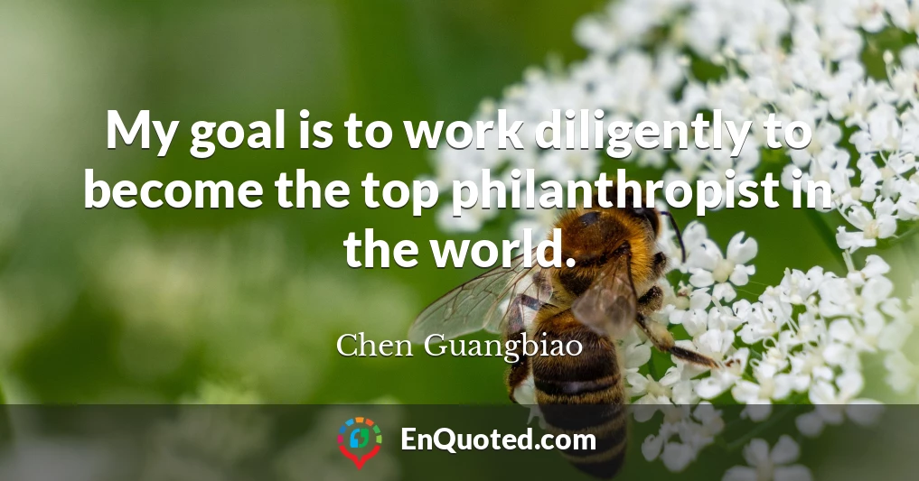 My goal is to work diligently to become the top philanthropist in the world.