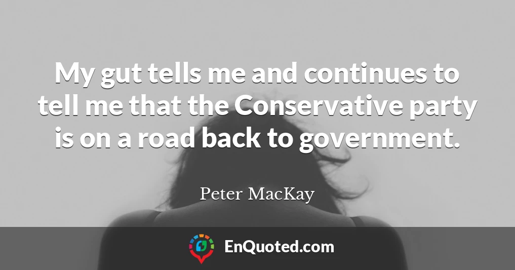 My gut tells me and continues to tell me that the Conservative party is on a road back to government.