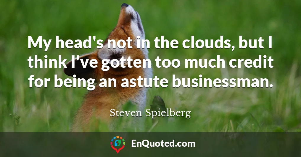 My head's not in the clouds, but I think I've gotten too much credit for being an astute businessman.