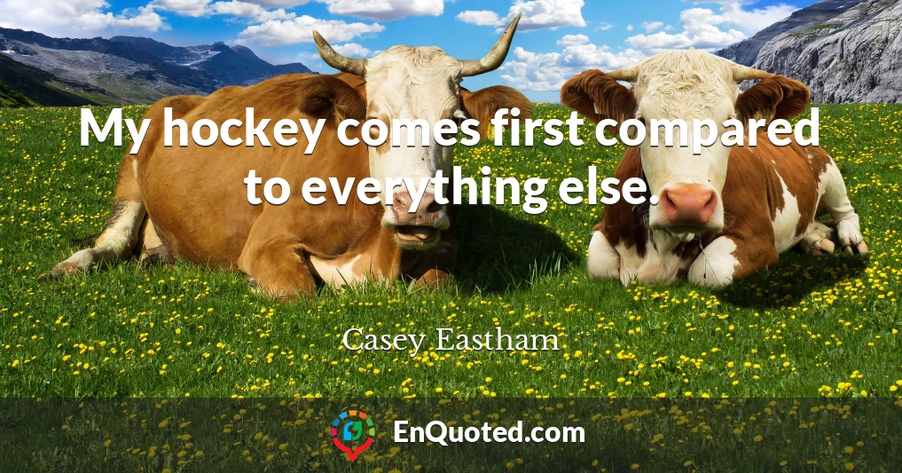 My hockey comes first compared to everything else.