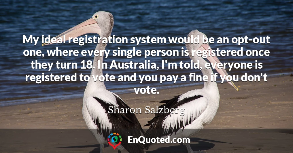 My ideal registration system would be an opt-out one, where every single person is registered once they turn 18. In Australia, I'm told, everyone is registered to vote and you pay a fine if you don't vote.