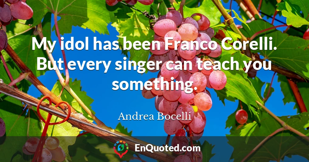 My idol has been Franco Corelli. But every singer can teach you something.