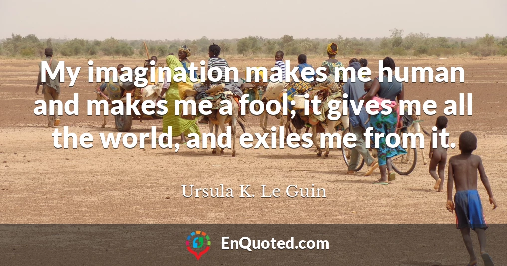 My imagination makes me human and makes me a fool; it gives me all the world, and exiles me from it.