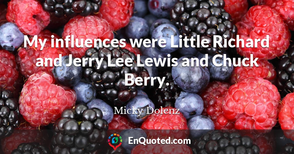 My influences were Little Richard and Jerry Lee Lewis and Chuck Berry.