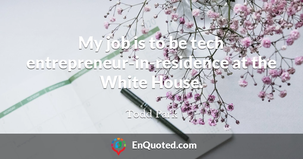 My job is to be tech entrepreneur-in-residence at the White House.