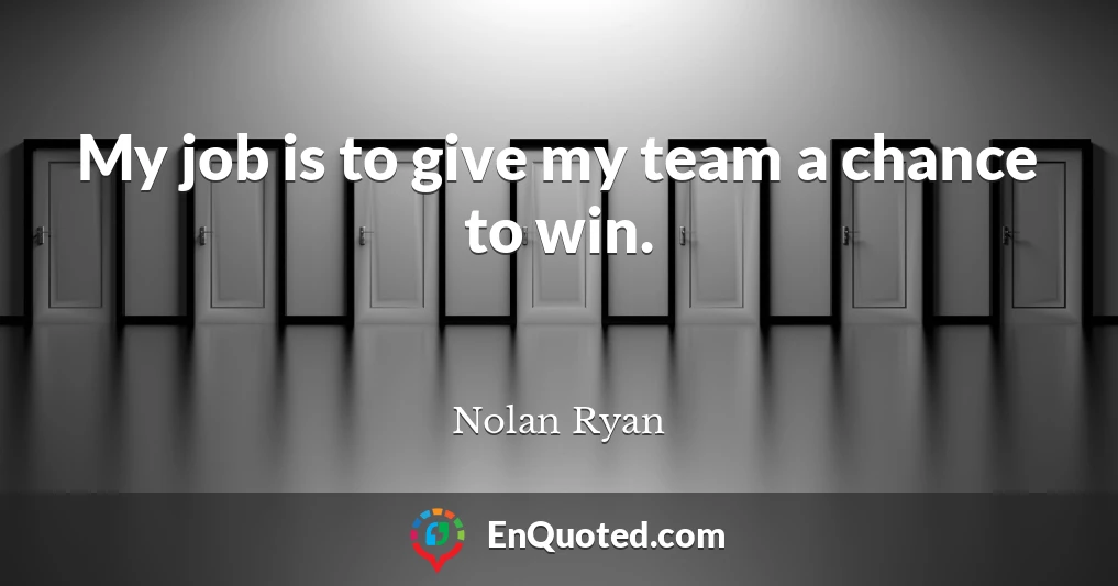 My job is to give my team a chance to win.