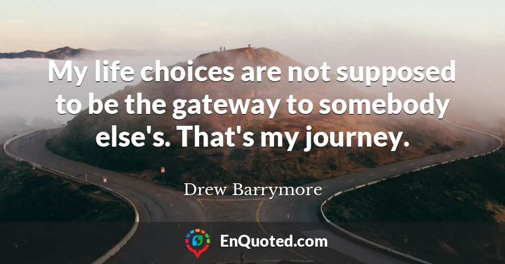 My life choices are not supposed to be the gateway to somebody else's. That's my journey.