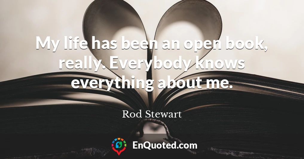 My life has been an open book, really. Everybody knows everything about me.