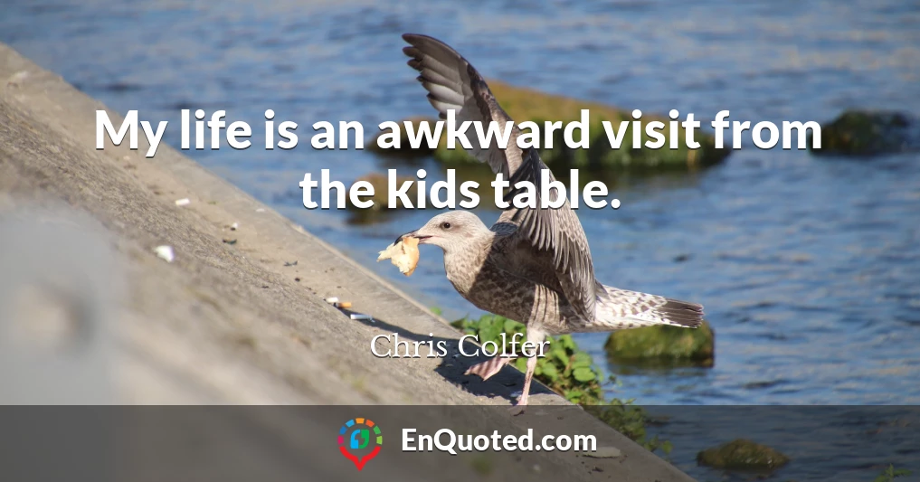 My life is an awkward visit from the kids table.