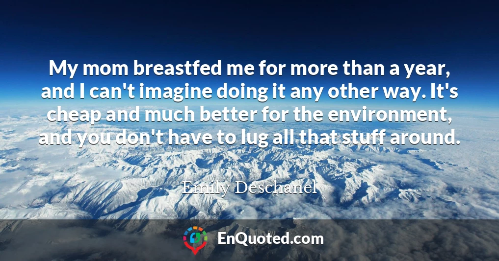 My mom breastfed me for more than a year, and I can't imagine doing it any other way. It's cheap and much better for the environment, and you don't have to lug all that stuff around.