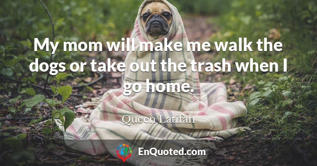 My mom will make me walk the dogs or take out the trash when I go home.