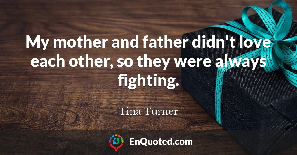 My mother and father didn't love each other, so they were always fighting.