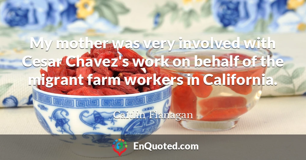 My mother was very involved with Cesar Chavez's work on behalf of the migrant farm workers in California.