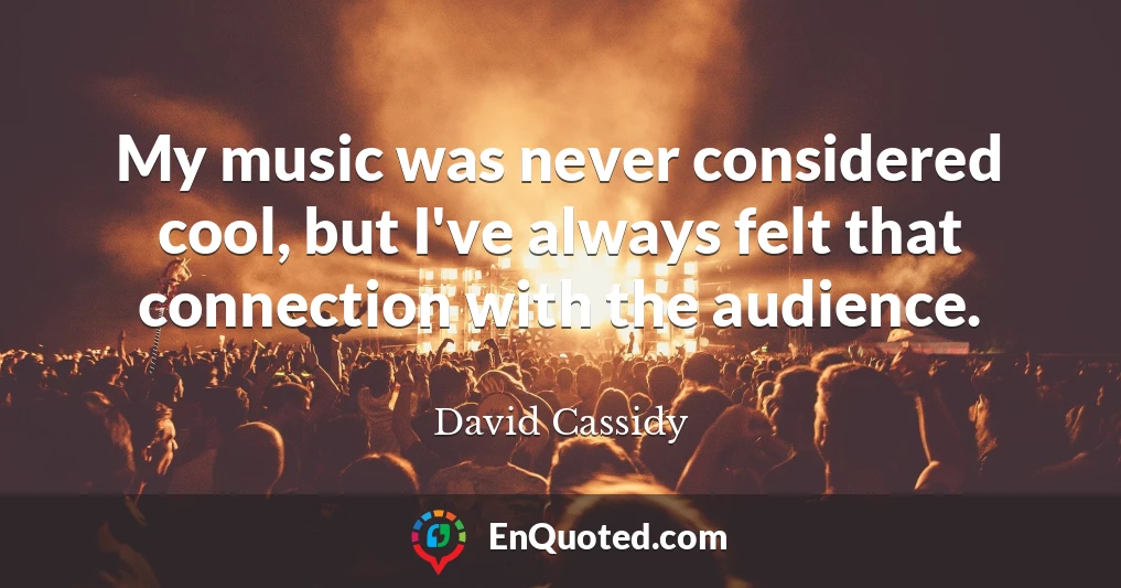 My music was never considered cool, but I've always felt that connection with the audience.
