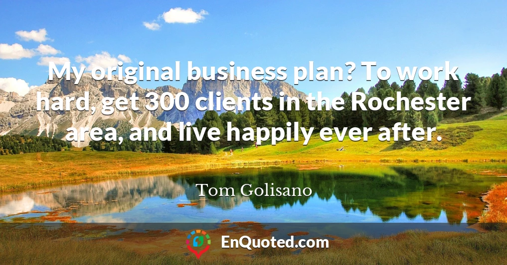 My original business plan? To work hard, get 300 clients in the Rochester area, and live happily ever after.