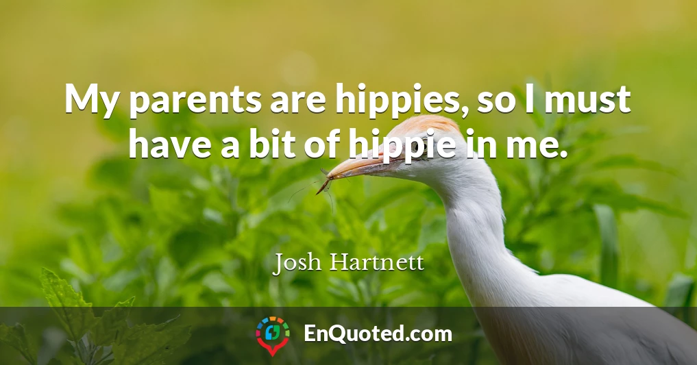 My parents are hippies, so I must have a bit of hippie in me.