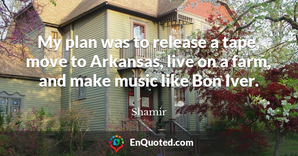 My plan was to release a tape, move to Arkansas, live on a farm, and make music like Bon Iver.