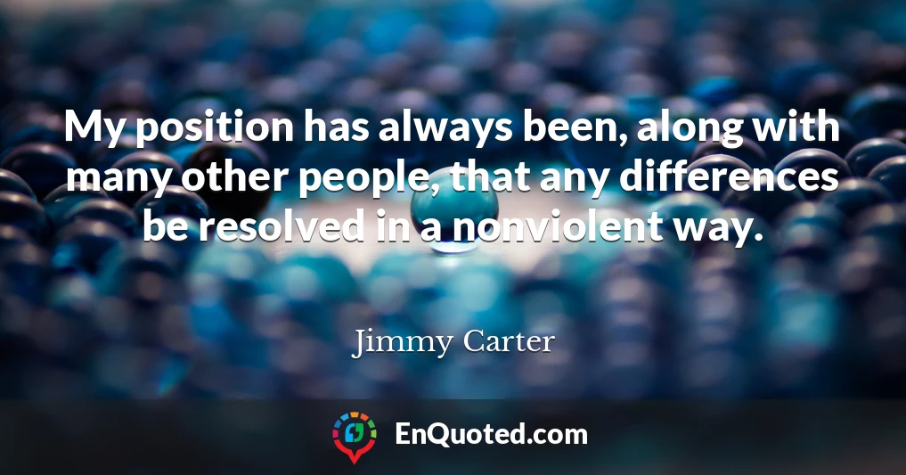 My position has always been, along with many other people, that any differences be resolved in a nonviolent way.