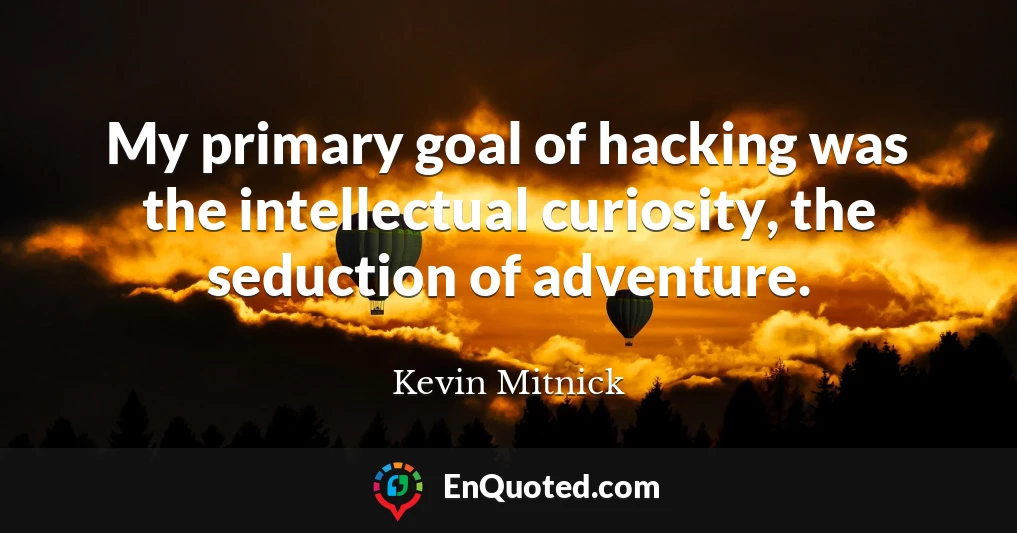 My primary goal of hacking was the intellectual curiosity, the seduction of adventure.