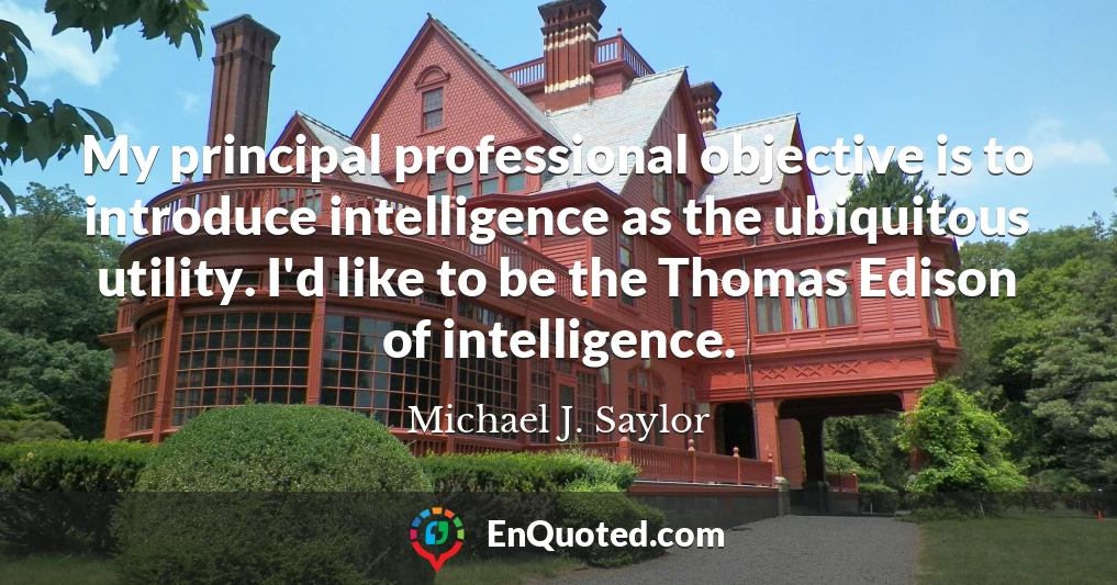 My principal professional objective is to introduce intelligence as the ubiquitous utility. I'd like to be the Thomas Edison of intelligence.
