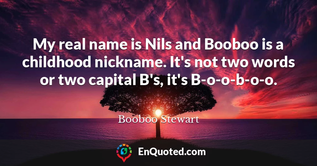 My real name is Nils and Booboo is a childhood nickname. It's not two words or two capital B's, it's B-o-o-b-o-o.