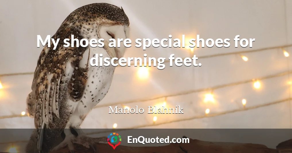 My shoes are special shoes for discerning feet.