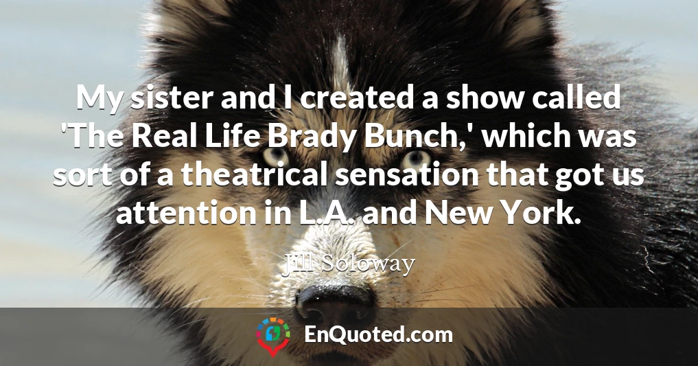 My sister and I created a show called 'The Real Life Brady Bunch,' which was sort of a theatrical sensation that got us attention in L.A. and New York.