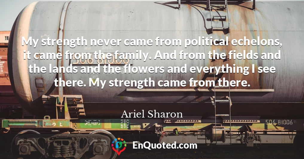 My strength never came from political echelons, it came from the family. And from the fields and the lands and the flowers and everything I see there. My strength came from there.