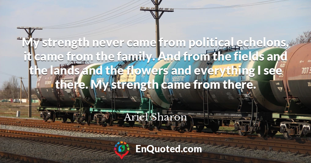 My strength never came from political echelons, it came from the family. And from the fields and the lands and the flowers and everything I see there. My strength came from there.