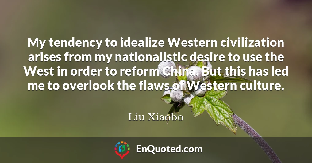 My tendency to idealize Western civilization arises from my nationalistic desire to use the West in order to reform China. But this has led me to overlook the flaws of Western culture.
