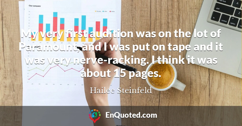 My very first audition was on the lot of Paramount, and I was put on tape and it was very nerve-racking. I think it was about 15 pages.