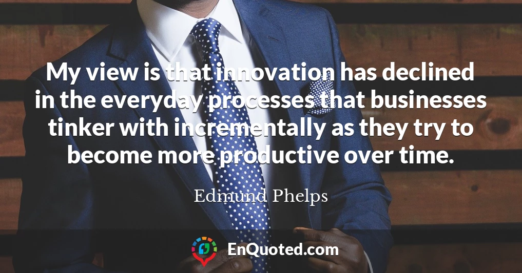 My view is that innovation has declined in the everyday processes that businesses tinker with incrementally as they try to become more productive over time.