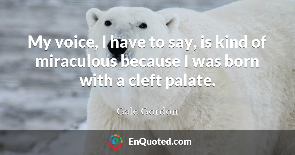 My voice, I have to say, is kind of miraculous because I was born with a cleft palate.