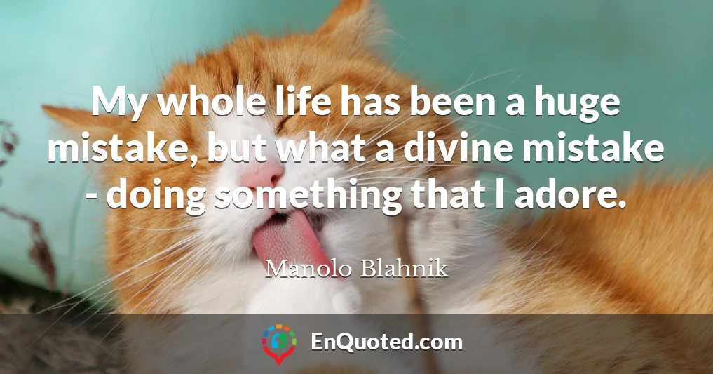 My whole life has been a huge mistake, but what a divine mistake - doing something that I adore.