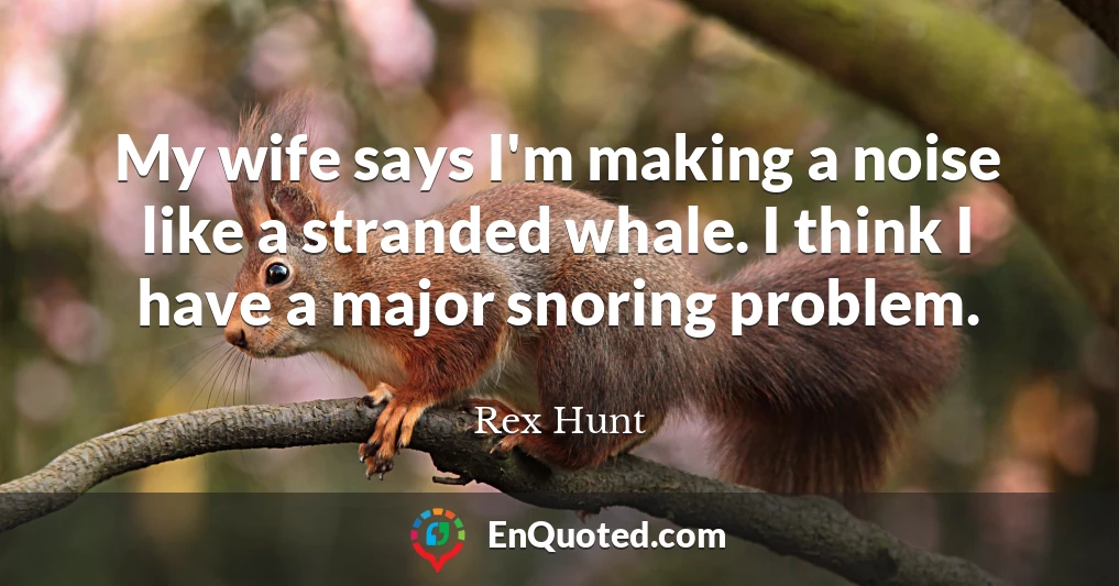 My wife says I'm making a noise like a stranded whale. I think I have a major snoring problem.