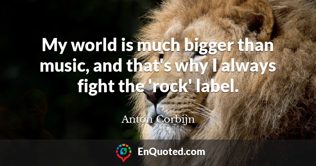 My world is much bigger than music, and that's why I always fight the 'rock' label.