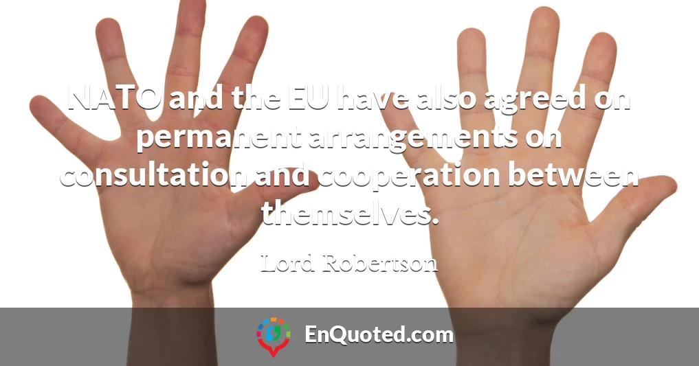 NATO and the EU have also agreed on permanent arrangements on consultation and cooperation between themselves.