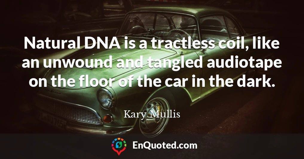 Natural DNA is a tractless coil, like an unwound and tangled audiotape on the floor of the car in the dark.