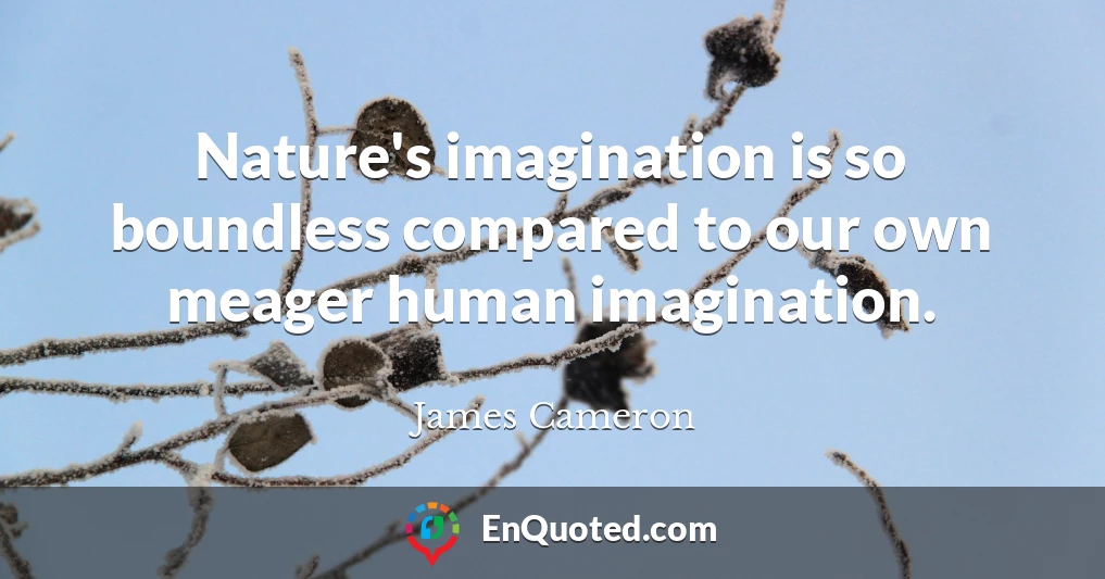Nature's imagination is so boundless compared to our own meager human imagination.