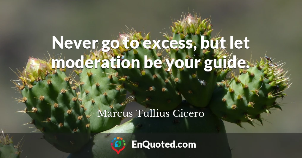 Never go to excess, but let moderation be your guide.