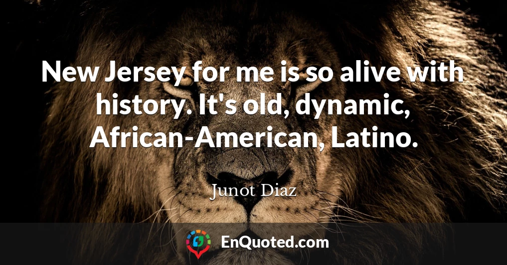 New Jersey for me is so alive with history. It's old, dynamic, African-American, Latino.