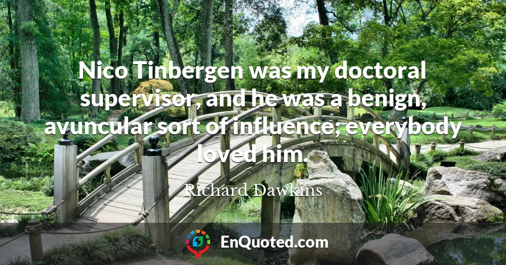 Nico Tinbergen was my doctoral supervisor, and he was a benign, avuncular sort of influence; everybody loved him.