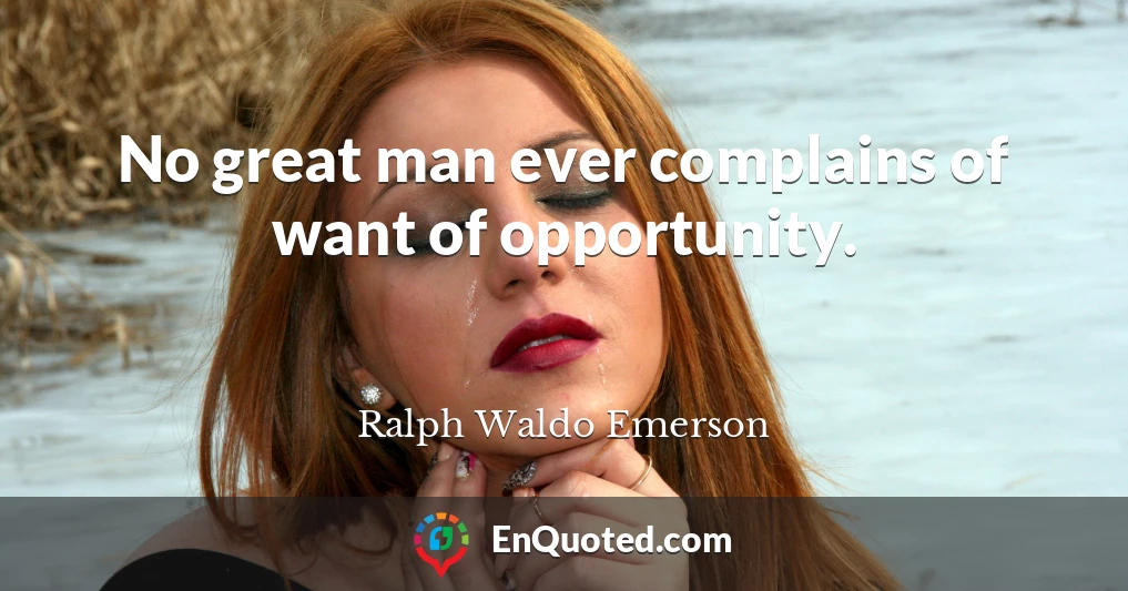 No great man ever complains of want of opportunity.