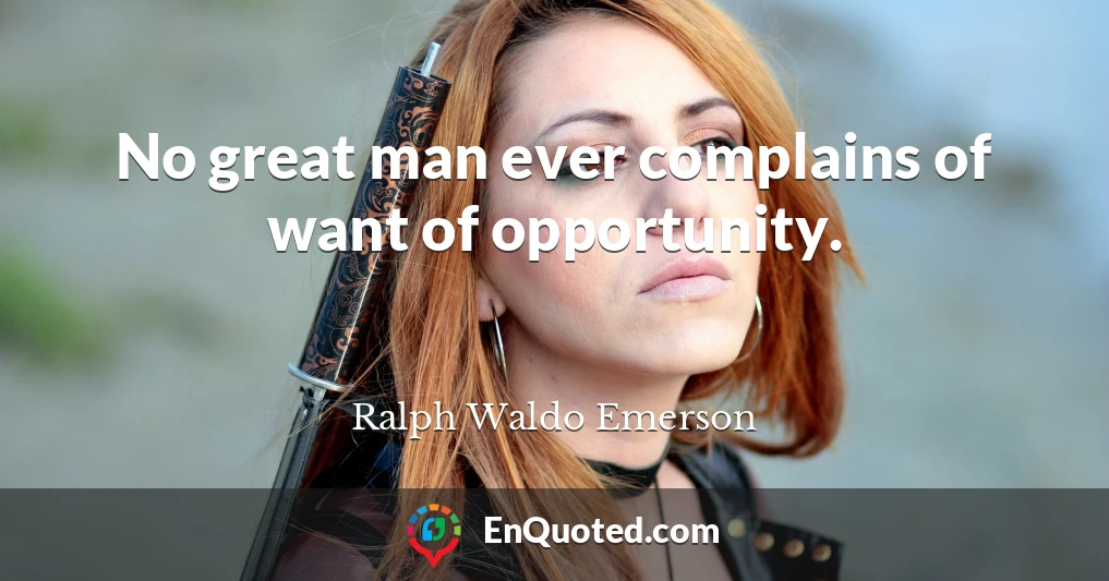 No great man ever complains of want of opportunity.