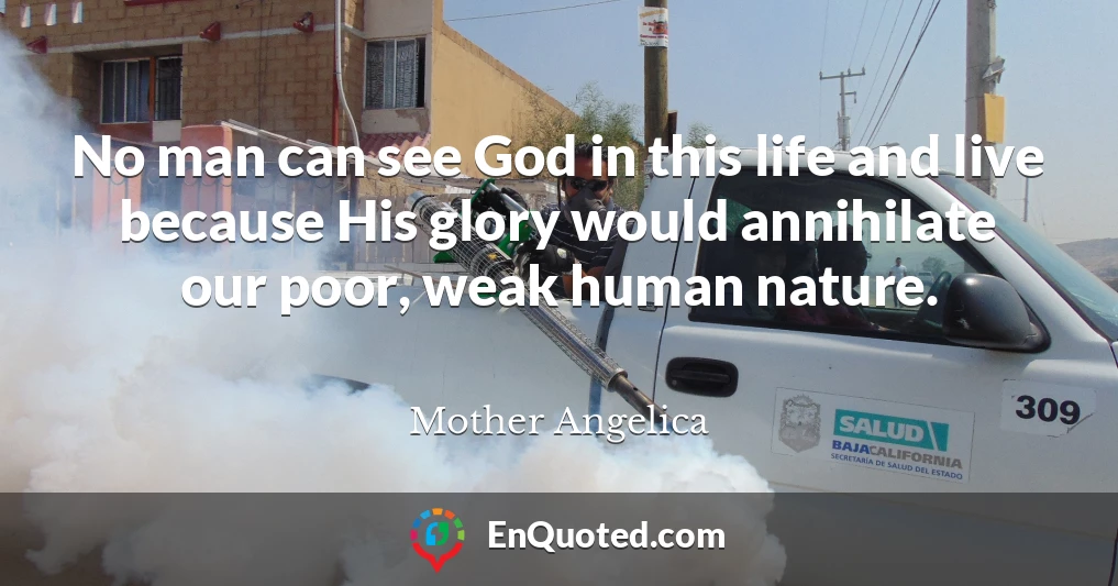 No man can see God in this life and live because His glory would annihilate our poor, weak human nature.